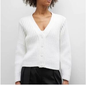 Vince Wave White Button-Up Cardigan